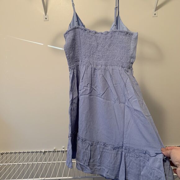 Love Tree Woven Solid Cami Cutout Smocked Peplum Dress-SMALL - Picture 4 of 6